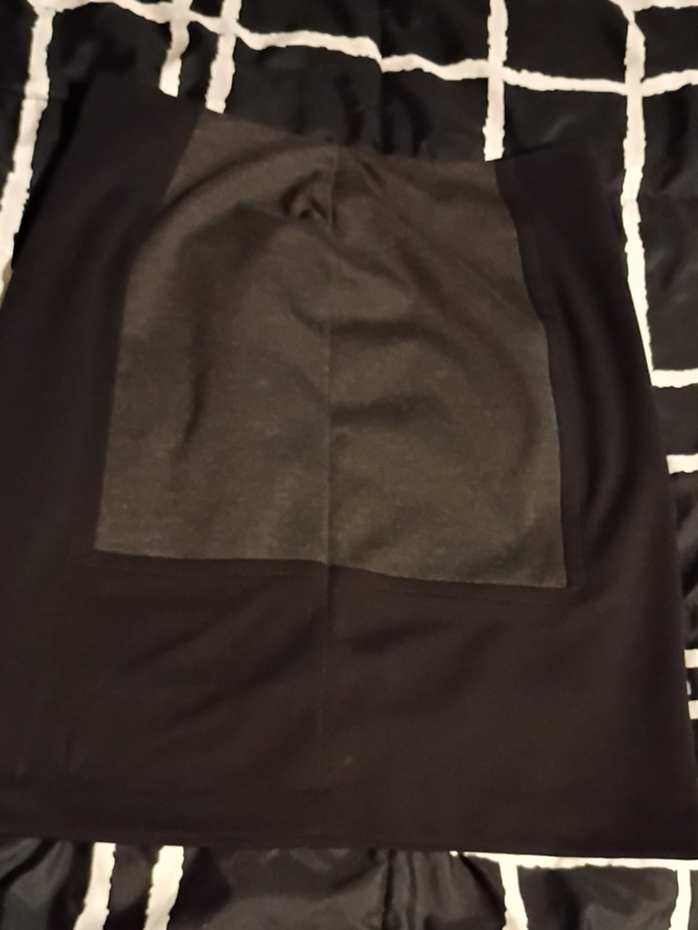 Classic Black Pencil Skirt with Charcoal Contrast Panel